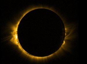 This view of the total solar eclipse of March 20, 2015 was captured from space by the European Space Agency's Proba-2 satellite, which was expected to see the eclipse twice as it orbited Earth.   see the eclipse twice as it orbited Earth.
